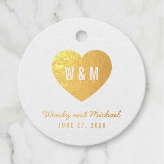 Folie Monogram Heart Wedding Bedankjes Labels (Voorkant)