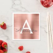 Folie monogram roze Rose Gold Girly Birthday Servet (Insitu)