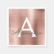 Folie monogram roze Rose Gold Girly Birthday Servet
