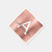 Folie monogram roze Rose Gold Girly Birthday Servet (Hoek)