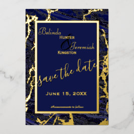 Folie & Navy Blue 5 "x 7" Wedding Save the Date Folie Uitnodiging