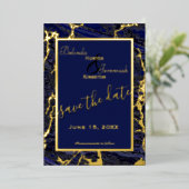Folie & Navy Blue 5 "x 7" Wedding Save the Date Uitnodiging (Staand Voorkant)