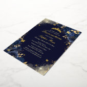 Folie Navy Gold Vlinder Bloemen Quinceanera Folie Uitnodiging (Gedraaid)