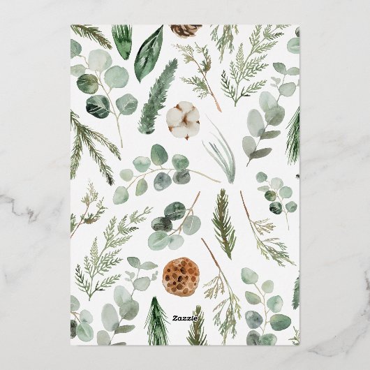 folie niet-foto-elegant botanisch behalve de datum folie uitnodiging (Achterkant)