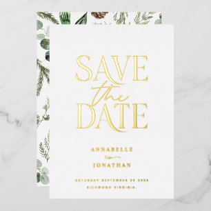 Folie niet-foto elegante botanische save the date uitnodiging