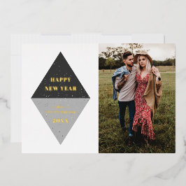 Folie Nieuwjaar Geometrische fotokaart - zwart Folie Uitnodiging