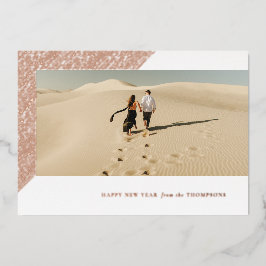 Folie nieuwjaar uitgeruste, horizontale witte foto feestdagenkaart