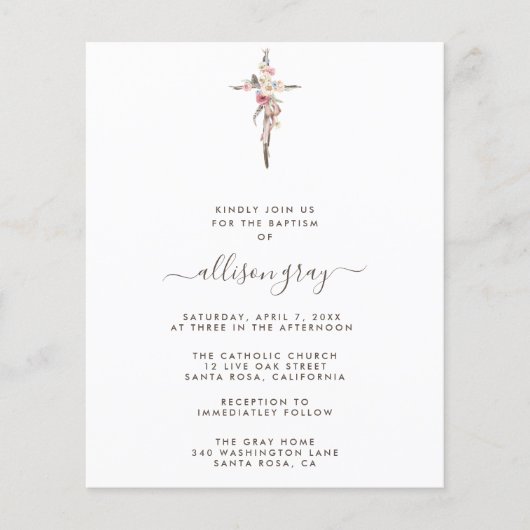 Folie omgeven Floral Baptisme | Begrotingsbrochure Flyer (Voorkant)