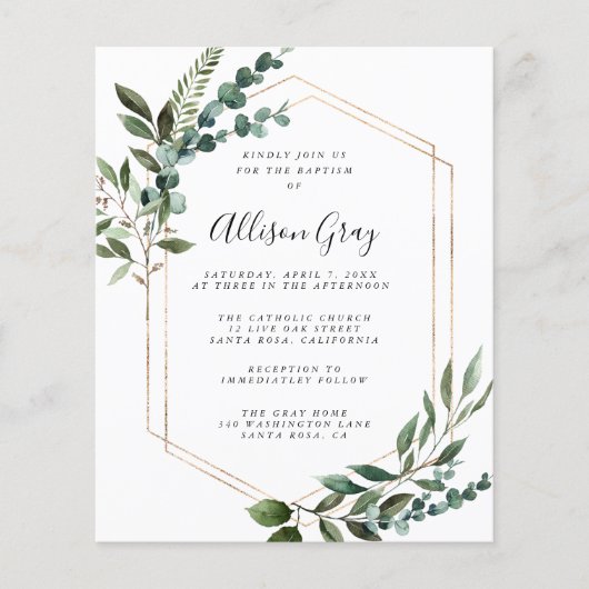 Folie omgeven Floral Baptisme | Begrotingsbrochure Flyer (Voorkant)