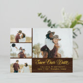 Folie op de landzijkant Rustic Wedding Save the Da Folie Uitnodiging (Staand Voorkant)