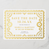Folie Papel Picado Fotobruiloft Save the Date Kaar Folie Uitnodiging (Voorkant)