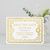 Folie Papel Picado Fotobruiloft Save the Date Kaar Folie Uitnodiging (Staand Voorkant)