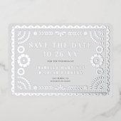 Folie Papel Picado Fotobruiloft Save the Date Kaar Folie Uitnodiging (Voorkant)