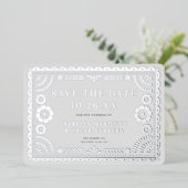Folie Papel Picado Fotobruiloft Save the Date Kaar Folie Uitnodiging (Staand Voorkant)