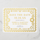Folie Papel Picado Fotobruiloft Save the Date Kaar Uitnodiging (Voorkant)