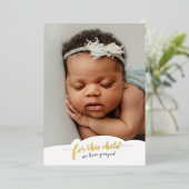 Folie pasgeboren foto Bijbeltekst geboorteaankondi Folie Uitnodiging (Staand Voorkant)