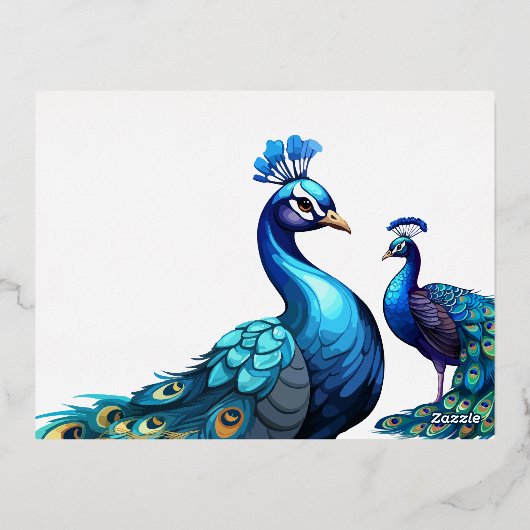 Folie Pauw Veren Flora bruiloft uitnodiging (Achterkant)