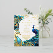 Folie Pauwveren Flora Trouw Uitnodiging (Staand Voorkant)