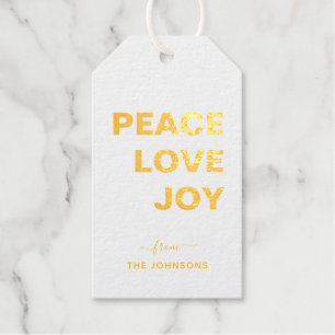 folie 'Peace Love Joy' Vakantiedagen gouden labels