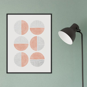 Folie Peach Circle Geometrische kunst Print Poster