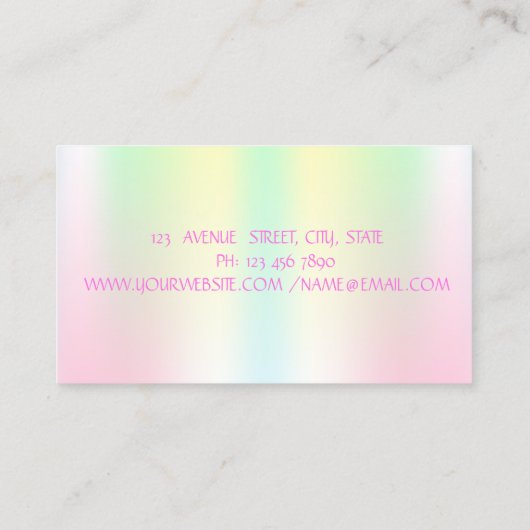 Folie penseel lijn Iridescent Holographic Visitekaartje (Achterkant)