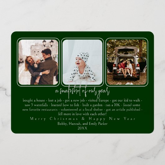 Folie Pinecone Vakantie Fotokaart- fir groen Folie Feestdagenkaart (Achterkant)