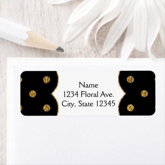 Folie Polka Dots Adresetiketten zwarte en goudkleu Etiket (Insitu)