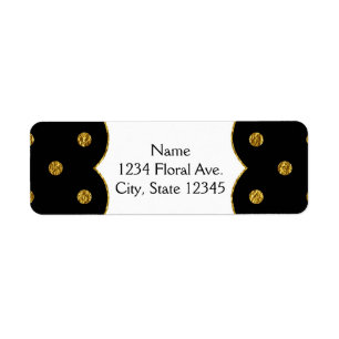 Folie Polka Dots Adresetiketten zwarte en goudkleu Etiket