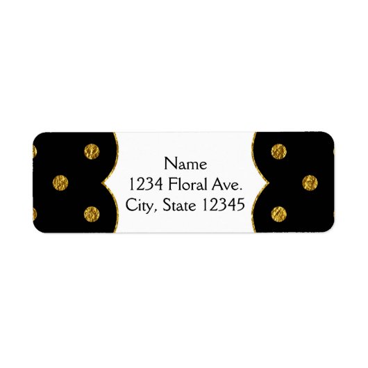 Folie Polka Dots Adresetiketten zwarte en goudkleu Etiket (Voorkant)