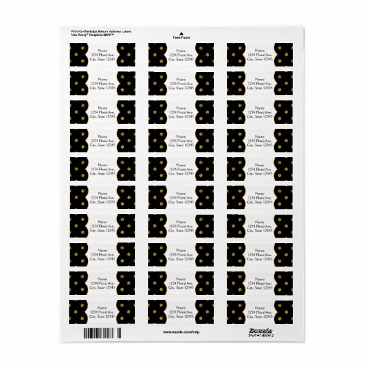 Folie Polka Dots Adresetiketten zwarte en goudkleu Etiket (Full Sheet)