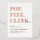 Folie Pop Fizz Clink Nieuwjaar Uitnodiging (Voorkant)