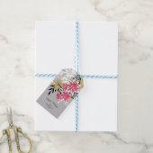 folie prettige feestdagen monogram winterflorale f cadeaulabel (Met Touw)