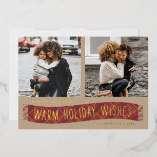 Folie Pset Winter Scarf Holiday Fotokaart - Rood Uitnodiging
