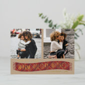 Folie Pset Winter Scarf Holiday Fotokaart - Rood Uitnodiging (Staand Voorkant)