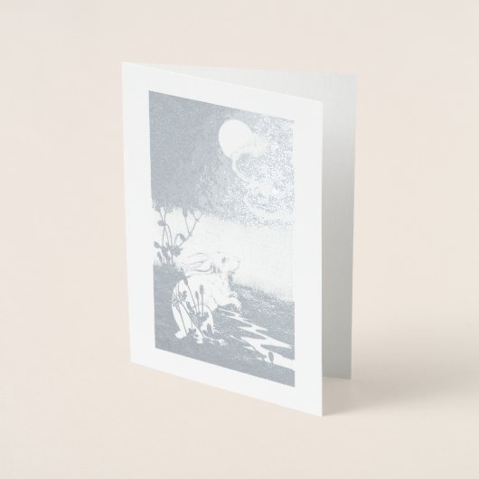 FOLIE RABBIT MET MOON WENSKAART FOLIE KAARTEN (Voorkant)