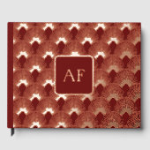 Folie Red Art Deco patroon, , chique, elegant, bea Gastenboek (Voorkant)