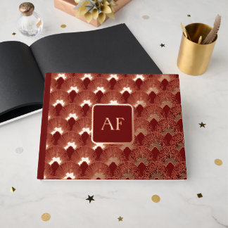 Folie Red Art Deco patroon, , chique, elegant, bea Gastenboek