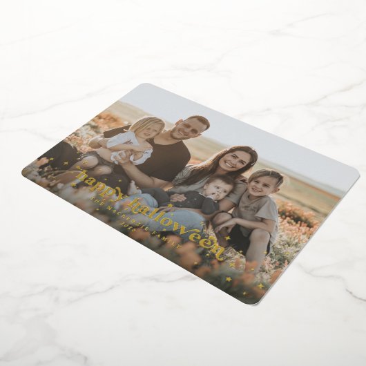 Folie Retro Font + Stars Happy Halloween-fotokaart Folie Uitnodiging (Gedraaid)