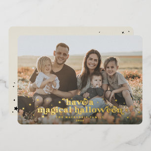 Folie Retro Font+Stars Magische Halloween-fotokaar Uitnodiging
