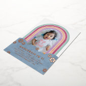 Folie Retro Rainbow Kind Birthday Uitnodiging (Gedraaid)