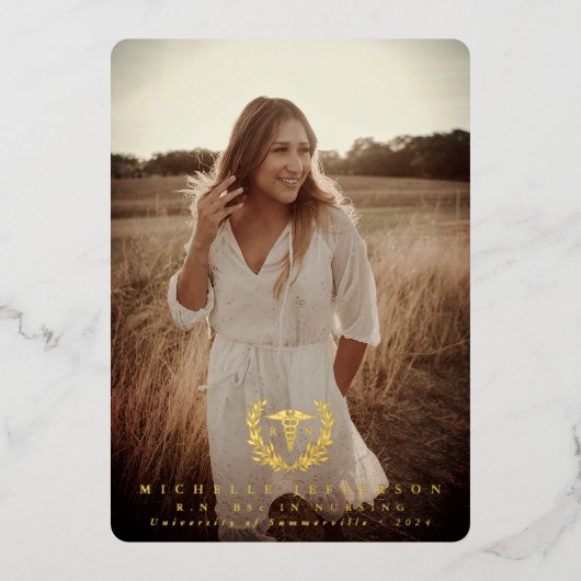 Folie RN Afstuderen Caduceus Foto aankondiging (Voorkant)