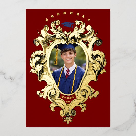 Folie Rococo Cartouche Foto Sjabloon Afstuderen (Voorkant)
