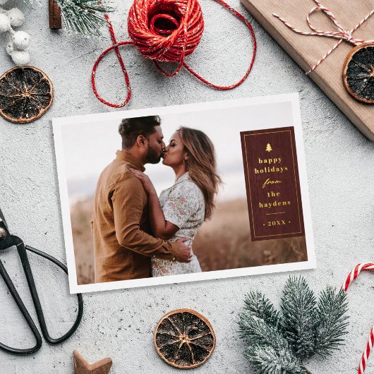 Folie Roestig Boomstructuur Kerst Foto Kaart