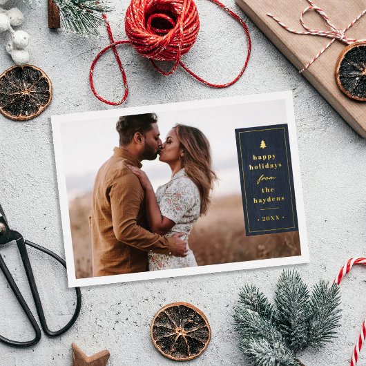 Folie Roestige Boom Houtnerf Kerst Fotokaart Uitnodiging