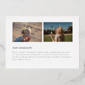 Folie Roman Numeral Photo Graduits Announements Uitnodiging (Achterkant)