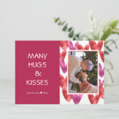 Folie Rood Roze Hart Patroon Valentijn Fotokaart Kaart (Staand voorkant)