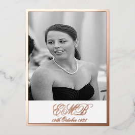 Folie Roos Gold 90e verjaardag Elegant foto Folie Uitnodiging