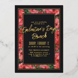 Folie Roos Lijst Galentine's Day Invitation - Blac Folie Uitnodiging