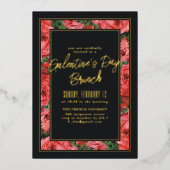 Folie Roos Lijst Galentine's Day Invitation - Blac Folie Uitnodiging (Voorkant)