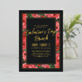 Folie Roos Lijst Galentine's Day Invitation - Blac Folie Uitnodiging (Staand Voorkant)